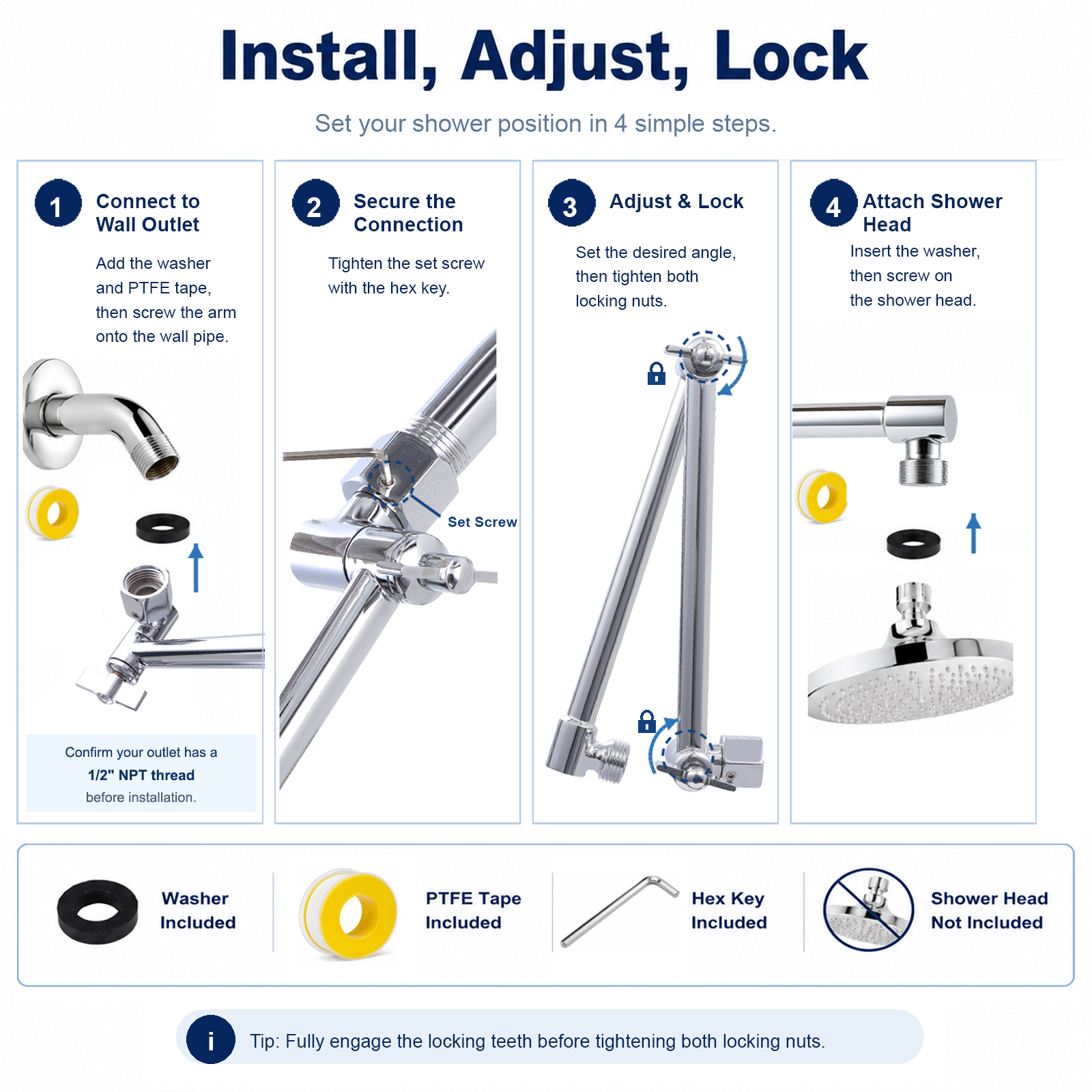 RLKDKJ shower extension arm installation instructions