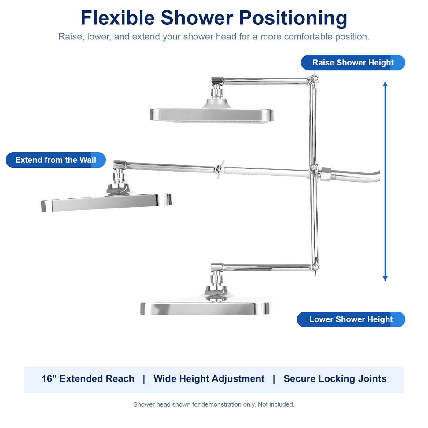RLKDKJ 16-inch Total Reach Shower Extension Arm