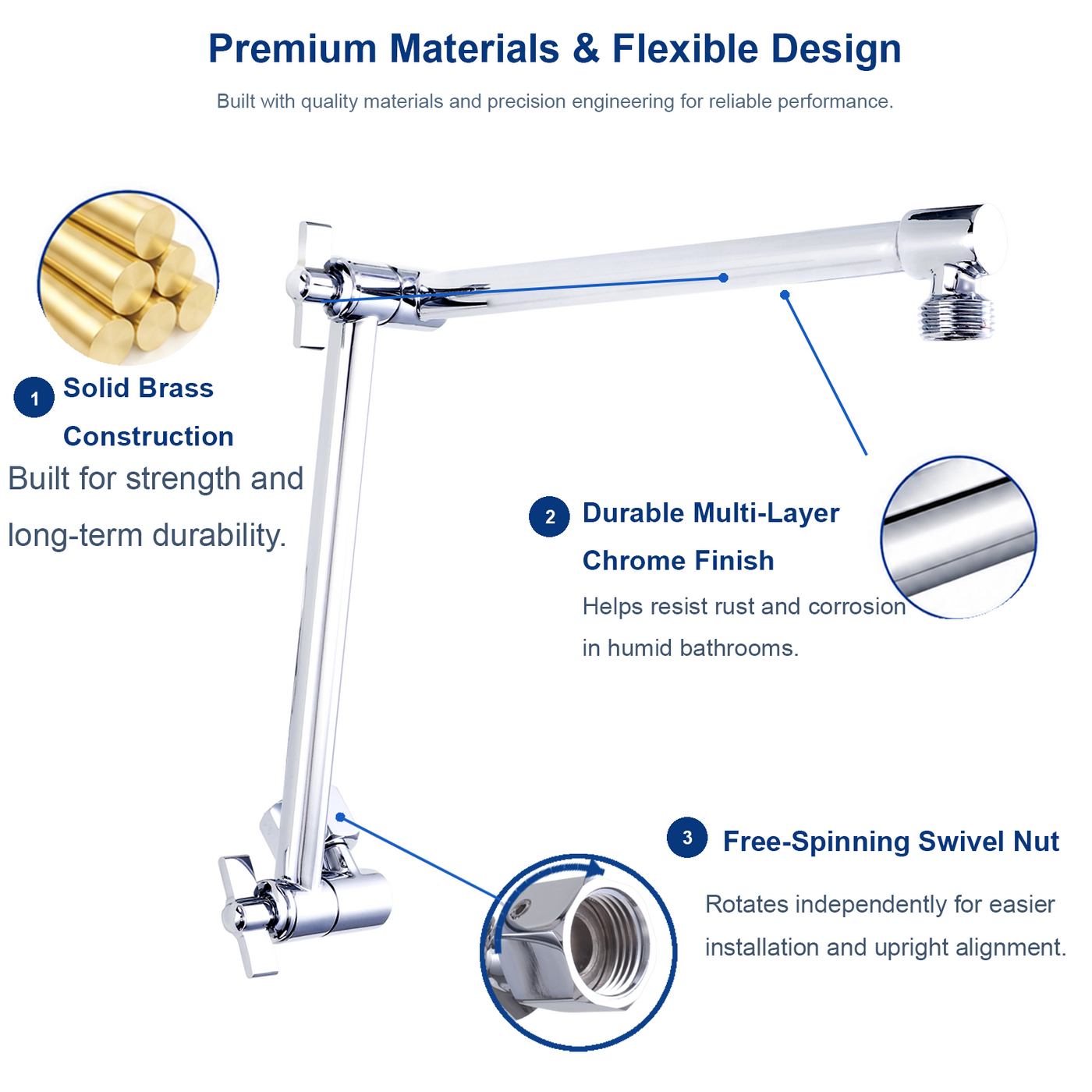 RLKDKJ 16-inch Total Reach Shower Extension Arm