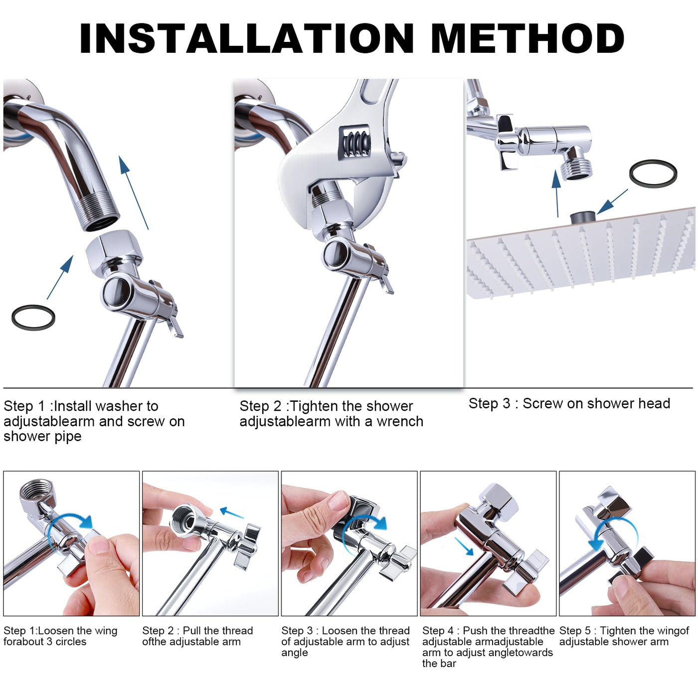 RLKDKJ 9-inch Shower Extension Arm