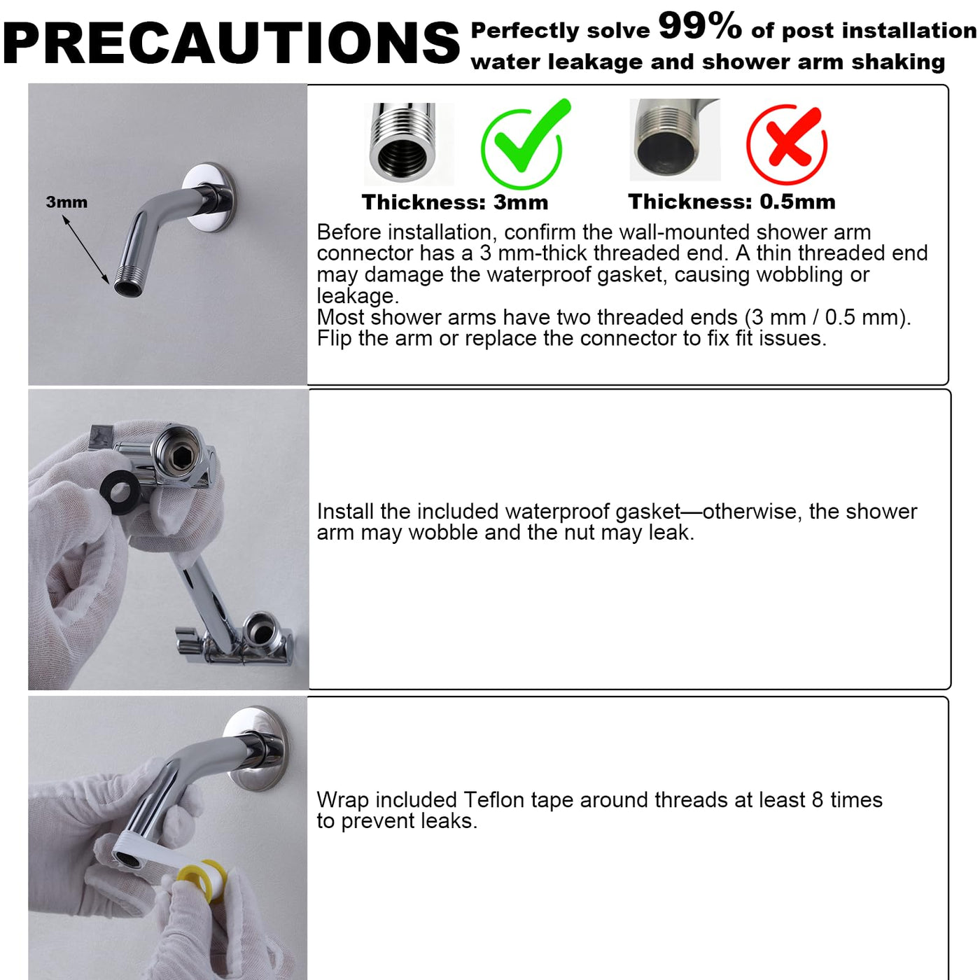 RLKDKJ 9-inch Shower Extension Arm